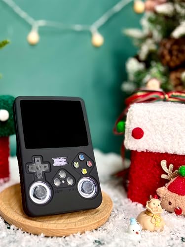 for R36S Silicone Case, Soft Skin for R36 S Handheld Game Console Accessories, Anti-Scratch Washable Silicone Cover with Lanyard (Black) - color: Black