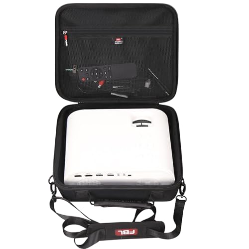 FBLFOBELI Carrying Case for HAPPRUN/HOMPOW/WiMiUS/GooDee Mini Projector | Hard EVA Shell with Handle, Detachable Shoulder Strap, 10.8x10x4.1 Inches, Fits Most Major Mini Projectors, Zipper Pocket