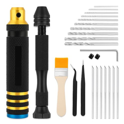 Mandala Crafts 25-Piece Adult Precision Model Scribing Tool Set – Professional Workshop Tools with Scribe Handle, Hand Drills, Tweezers & Brush for Resin, Plastic & Scale Model Assembly - style: Model Metal Scribing Tool 30 PCs