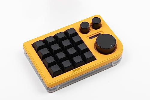 KEEBMONKEY Megalodon Triple Knob Macro Pad Programmable Designer Mini Keyboard 16 Keys (Yellow) - color: Yellow