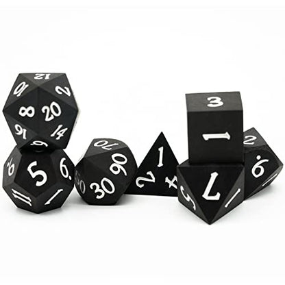 Ebony Wood DND Dice Set Wooden Polyhedral Dice Set for Tabletop Game | Iron Box, DM Gift, for Dungeons and Dragons Role Playing Games - color: Ebony Wood