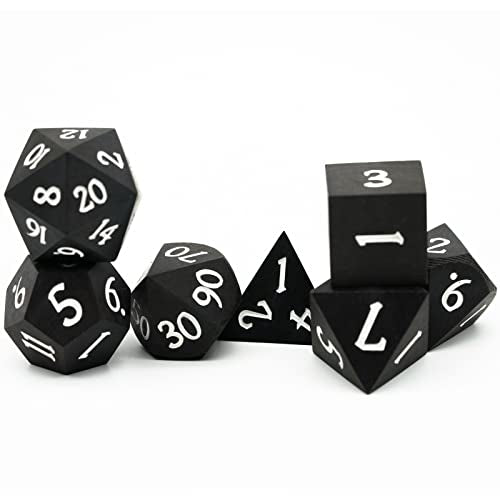 Ebony Wood DND Dice Set Wooden Polyhedral Dice Set for Tabletop Game | Iron Box, DM Gift, for Dungeons and Dragons Role Playing Games - color: Ebony Wood