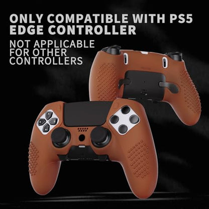 PlayVital 3D Studded Edition Anti-Slip Silicone Cover Case for ps5 Edge Controller, Soft Rubber Protector Skin for ps5 Edge Wireless Controller with Thumb Grip Caps - Signal Brown - color: Signal Brown
