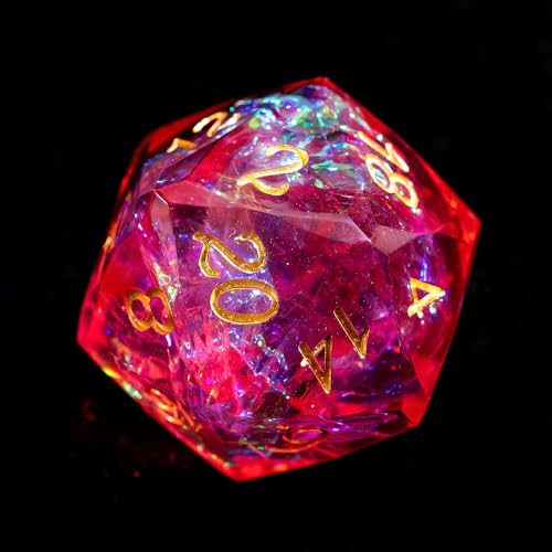 7PCS DND Dice Set,Transparent Sharp Edge Dice Set D&D RPG Polyhedral Die,for Dungeons and Dragons TTRPG Games Roleplaying Games,with Gift Box(Red) - color: Galaxy Red