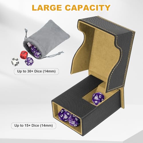 Dice Roller Tower, Magnetic Dice Tray for Rolling, Foldable Leather Dice Organizer Tower Fits for Dungeons & Dragons, MTG DM and Player, Black & Golden - color: Black & Gold, style: Style A