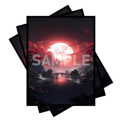 100 PCS MTG Card Sleeves, TCG Card Protective Sleeves Size is 2.6 x 3.6 in Applicable to OCG CCG DTCG PTCG, Fit Standard Size Cards (Red Moon) - color: Red Moon