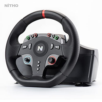 Nitho Drive Pro ONE Racing Wheel with Pedals and Separate Shifter, 270° Gaming Steering Wheel Compatible with PC, PS4, Switch, Xbox One & Xbox Series X|S, Zero Dead Zone Driving Sim with Vibration