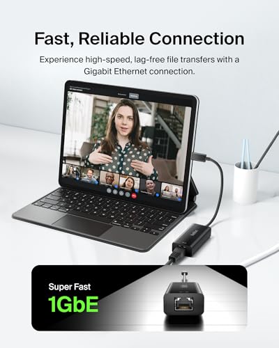 Belkin USB-C to Ethernet Adapter, Gigabit Ethernet Port Compatible w/ USB-C Devices, USB-C to Ethernet Cable for MacBook Pro & Dell XPS 13” Laptops, Ethernet USB-C Hub, Ethernet USB-C Adapter - Black | 1000Mbps wired network adapter, MacBook, Chromebook,