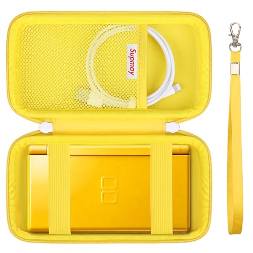 Supmay Hard Carrying Case Compatible with Nintendo DS Lite NDSL, Gameboy Advance Games Storage Holder Travel Bag with Mesh Pocket for USB Charging Cable, Stylus, Earphones, Game Cartridge, Yellow - color: Yellow