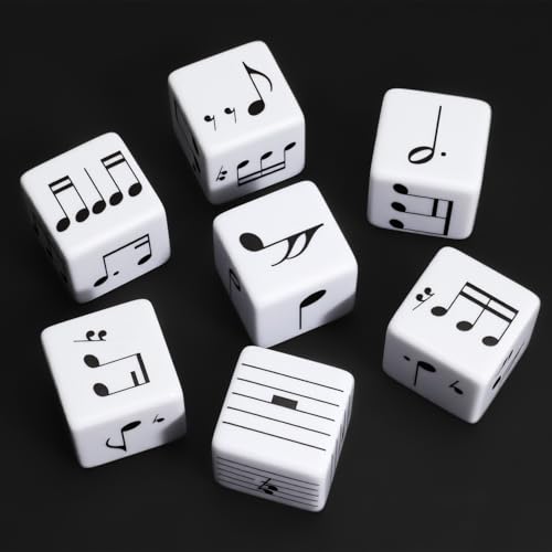 7Pcs Fun Music Beat Study Note Dice, Large 25mm Music Theory Dice, Includes 42 Basic and Advanced Beat Study Patterns for Theory Learning - color: Music Dice-7 Pcs