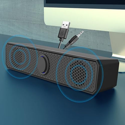 Wired Computer Speakers for Desktop Pc Laptop HiFi Gaming Speakers | Volume Knob Noise Cancelling USB Speaker 360° Surround Sound Sound Bar for Pc Computer Soundbar Sound Bars for Smart Tv