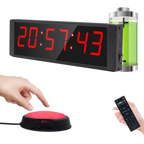 Large Stopwatch with Start/Stop Button, LED Digital Timer with Remote, Countdown Clock with Buzzer, Gym Clock for Home Gym, Interval Timer for Workout - style: Rechargeable