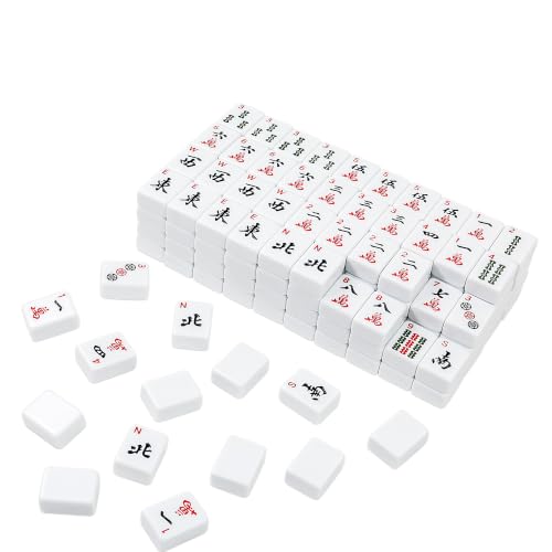 Bucher&Rossini American Mahjong Set, 166 Mahjong Tiles with Travel Case, Mahjong Game Set with Mah Jong Accessories, White Mahjong Tile