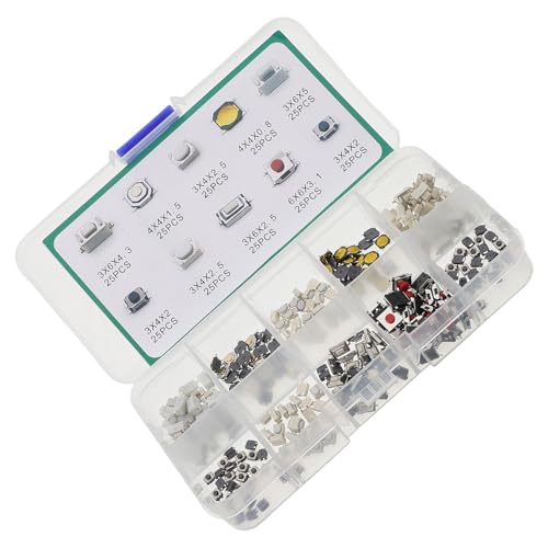 PATKAW 250pcs Mini Tactile Push Button Momentary Switches Car Vehicle Replacement Small Electronic Switch Kit for Automotive Repair and Arcade Game Parts