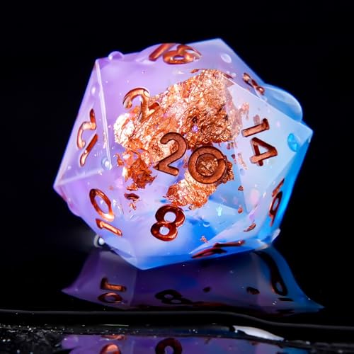 Sharp Edge DND Dice Set Handmade 7 Accessories Dice for Dungeons and Dragons TTRPG Games, Multi-Sided RPG Polyhedral Resin Sharp Edge Dice Roleplaying Games - color: Purple- Gold