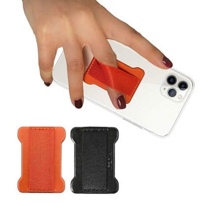 Finger Strap Phone Holder - Ultra Thin Anti-Slip Universal Cell Phone Grips Band Holder for Back of Phone - 2Pack，BlackOrange - color: BlackOrange