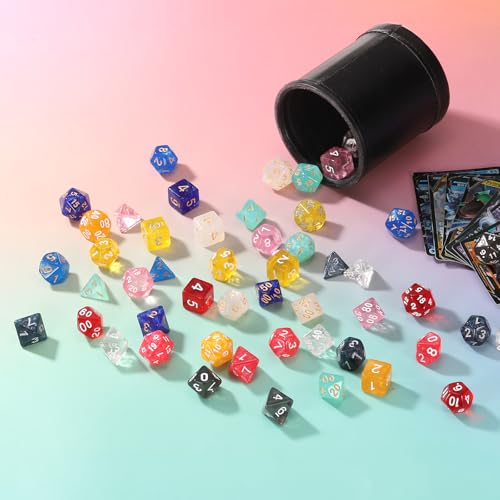 uxcell Polyhedral Dice Set, 7 Pcs Acrylic Dice for Role Playing Table Games Tabletop Gaming Accessories, Transparent Yellow - color: Transparent Yellow