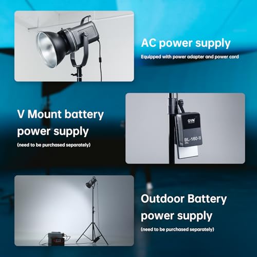 GVM 160W LED Video Light with Bluetooth Control, 5600K Photography Light, Studio Lighting Kit for Photography, Filmmaking, YouTube and Tiktok, 98100 lux/1.64ft, 12 Scene Modes, Lightweight - size: 160W
