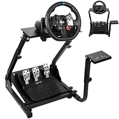 Dardoo Racing Wheel Stand Foldable Fit for Logitech G29 G25 G923, for Thrustmaster T80 T150 TX F430, for Fanatec Adjustable Steering Frame Stand, Wheel and Pedals Not Included