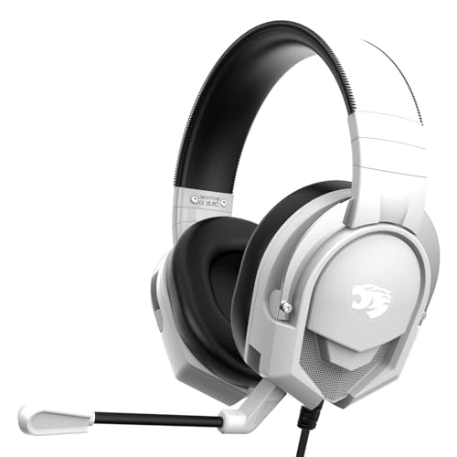 IMYB A88 Gaming Headset with Microphone, Stereo Wired Noise Cancelling Over-Ear Headphones with Mic for Pc, Ps5, Xbox One Series X/s, Ps4, Computer, Laptop, Mac, Nintendo, Gamer (White) - color: White