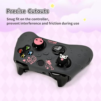 Kuitmor Controller Cover Skin for Xbox Series X/S,Soft Silicone Anti-Slip Protective Cover Skin Case Compatible with Xbox Controller with 2 Thumb Grip Caps and 1 Sticker (Black Kuromi) - color: Black Kuromi