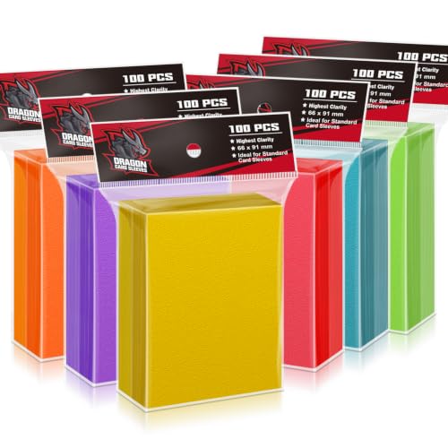 Trading Card Sleeves 600 Pack - 6 Premium Colors (66x91mm) Acid-Free Polypropylene Protectors for Sports Cards, Collectibles & TCGs - color: 6 Multicolored, size: 66*91mm | 600 Count