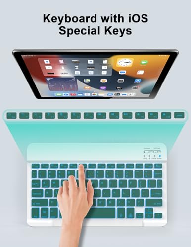 LAMA 7 Colors Backlit Bluetooth Keyboard and Mouse Combo for iPad Pro/Air/Mini, Ultra-Slim Rechargeable Wireless Keyboard and Mouse for iPhone 15/14/13 Pro/Samsung/PC/Laptop/iOS/Windows/Android,DGN - color: Dark Green
