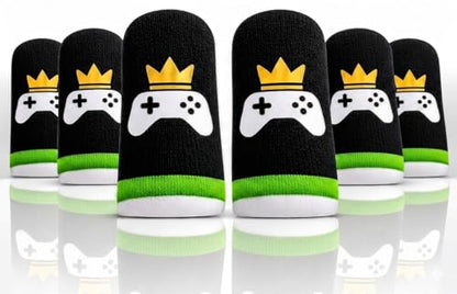 King of The Game - Improved Materials Gaming Finger Sleeves (6 Pack) for Touch Screens and Controllers. Skin-Protective, Ultra-Sensitive, Sweat-Resistant, Breathable and Stretchable. (Green) - color: Green