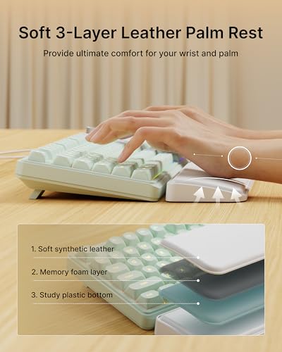 EWEADN Wired Keyboard and Mouse Combo with Detachable Wrist Rest, Quiet Ergonomic Keyboard Mouse Set with Multimedia Knob, RGB Backlit, Double-Shot Keycaps Natural Typing for Laptop, PC - Green - color: Green