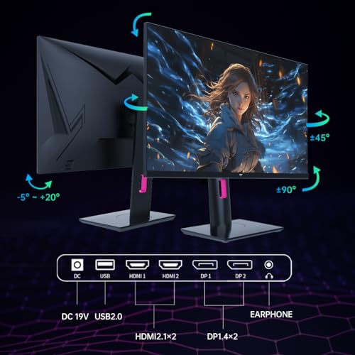 KTC 27 Inch 4K 160Hz Gaming Monitor, UHD Fast IPS, H27P22S | Adaptive Sync, 1MS, HDR400, Tilt/Height/Pivot Adjustable, 132% sRGB, HDMI, VESA - color: Black, size: 27 inch