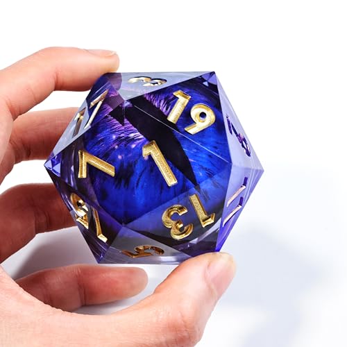 Mini Planet Dungeons and Dragons 50mm Chonk D20 Liquid Core Polyhedral Aqua Resin Sharp Edge Dragon Eye Dice 4 - color: Dragon Eye Dice 4