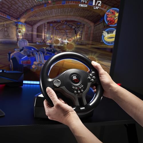 SUBSONIC - Superdrive SV250 Racing Wheel Switch 2/Switch PS4 PC Xbox Series | Steering Wheel with Pedals and Paddles - Vibration - 3 Sensitivity Modes - Diameter 22 cm, Rotation 180°