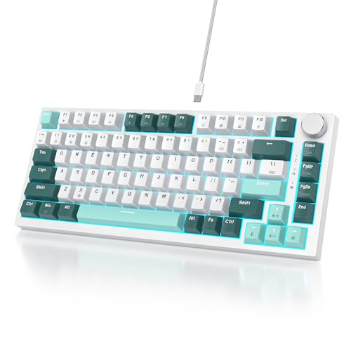 Owpkeenthy 75% Gaming Keyboard, Forest, 82 Key Wired Mechanical - color: Forest/Red Switch