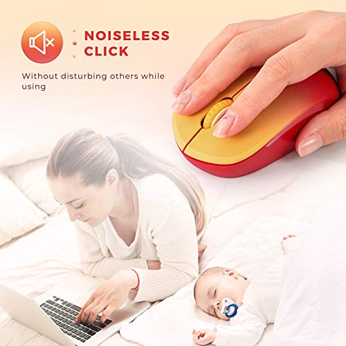 seenda Wireless Mouse for Laptop, 2.4G Noiseless Mouse with USB Receiver - Optical Tracking Portable Computer Mice for Chromebook, PC, Tablet, Windows System, 24 Months Battery Life - Gradient Red - color: Gradient Red