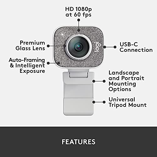 Logitech StreamCam Premium Webcam for Streaming and Content Creation, Full HD 1080p 60 fps,Works with Microsoft Teams, Google Meet, Zoom, Nintendo Switch 2’s new GameChat mode, for PC/Mac– Off-White | For streaming and content creation, works with Microso