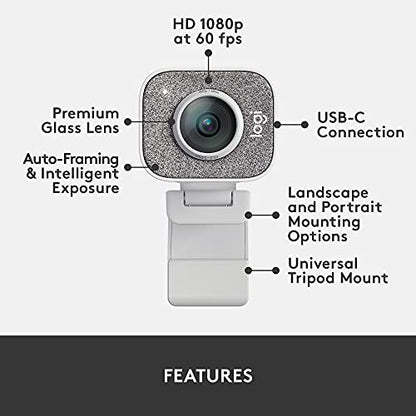Logitech StreamCam Premium Webcam for Streaming and Content Creation, Full HD 1080p 60 fps,Works with Microsoft Teams, Google Meet, Zoom, Nintendo Switch 2’s new GameChat mode, for PC/Mac– Off-White | For streaming and content creation, works with Microso