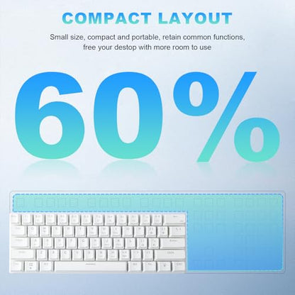60% Wired Mechanical Gaming Keyboard RGB Backlit Anti-Ghosting Compact 61-Keys Mini Keyboard with Red Switch | for Windows Laptop PC Gamer Office Typist - color: White
