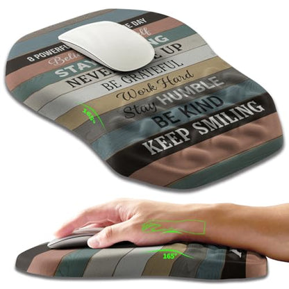 Ergonomic Slope Mouse Pad Wrist Support, Wrist Rest Mousepad for Carpal Tunnel Pain Relief with Massage Bulge and Slow Rebound Memory Foam (12x8 inch, Inspirational Quote) - color: Am035-inspirational Quote