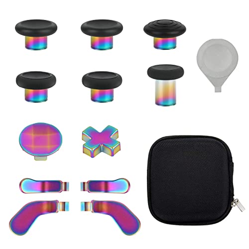 13 in 1 Metal Thumbsticks for Xbox One Elite Series 2 Controller, Elite Series 2 Core Controller Gaming Accessory Parts, Metal Mod 6 Swap Joysticks, 4 Paddles, 2 D-Pads, 1 Tool(Multi-Colored) - color: Multi-Colored