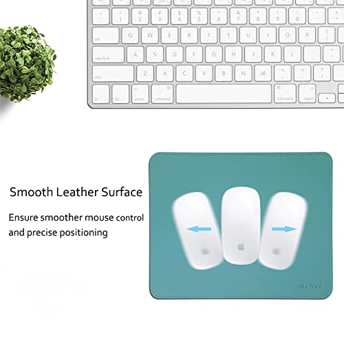 MelVan PU Leather Mouse Pad with Stitched Edge, Wood Mousepad, Waterproof Gaming Mouse Pad Mat for Computers, Laptop, Office & Home, 10.2" x 8.3", 1 Pack (Azury) - color: Azury