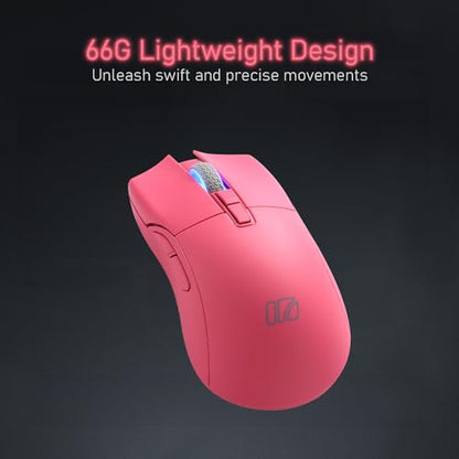 iRocks M31R Wireless Gaming Mouse, Triple Mode 2.4G/ Bluetooth/USB-C Detachable Cable Gaming Mouse, Kailh GM8.0 Mouse Switches, Advanced PixArt PAW3395 Optical Sensor, Up to 26,000 DPI - Pink - color: Pink
