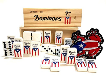 Puerto Rico Dominoes Premium Puerto Rican Flag Domino Double Six for Adults Size
