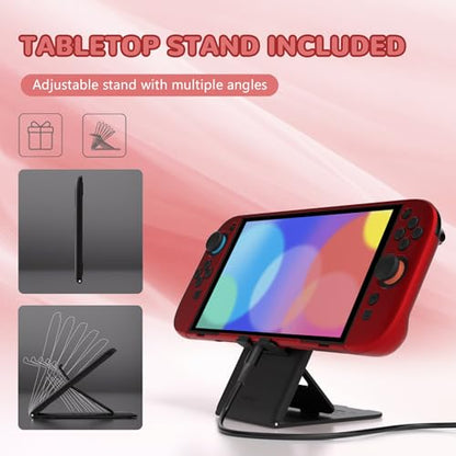 PlayVital Hard Case for Nintendo Switch 2 with Extra Stand & Thumb Grip Caps | Split Design, Dockable Protective Full-Body Shell Cover for Nintendo Switch 2 | Solid Color Series (Scarlet Red) - color: Scarlet Red