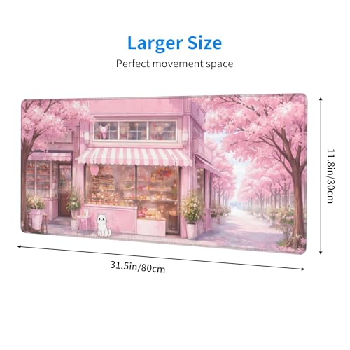 Dessert House Gaming Mouse Pad Extended Large Mouse Mat 31.5 X 11.8 Inch Nonslip Rubber Base Long Desk Pad Stitched Edges Mousepad Mice Pad for Office Home Game - color: Dessert House