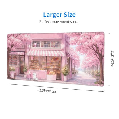 Dessert House Gaming Mouse Pad Extended Large Mouse Mat 31.5 X 11.8 Inch Nonslip Rubber Base Long Desk Pad Stitched Edges Mousepad Mice Pad for Office Home Game - color: Dessert House