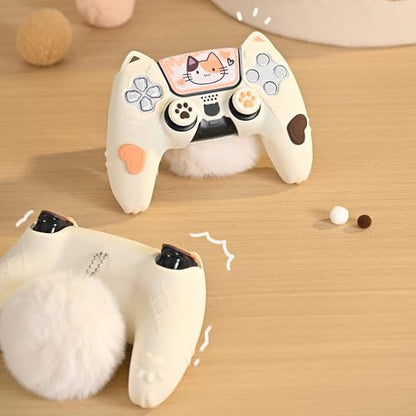 GeekShare PS5 Controller Skin Set Soft Silicone Protective Cover Case for PS5 Wireless Controller with 2 Thumb Grip Caps and 2 Stickers