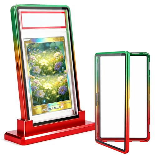 Magnetic Metal Slab Case for 35PT PSA/CGC: Gradient Magnetic Graded Card Slab Protector with Metal Display Stand, U-V Protection UltraClear Glass, 9-Point Magnetic Lock