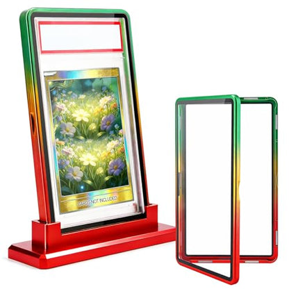 Magnetic Metal Slab Case for 35PT PSA/CGC: Gradient Magnetic Graded Card Slab Protector with Metal Display Stand, U-V Protection UltraClear Glass, 9-Point Magnetic Lock