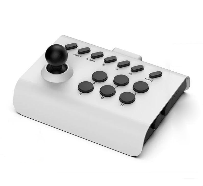 Melody Sophia Wireless Arcade Fight Stick Joystick for PS4 PS3 Switch PC Mini Retro Game Joystick Fighting Controller (White Black) - color: White Black