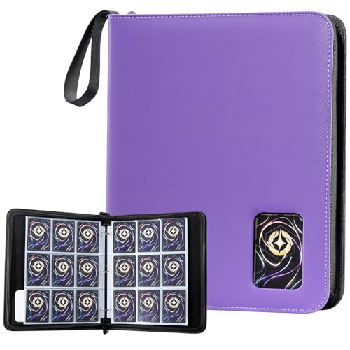 ProCase 900-Pocket Card Binder with Clear Window -Purple | 9 Double-sided Pockets, Trading Cards Colletction Album Holder, Removable Sleeves, Holds MTG, TCG, Sports & Football Cards - color: Purple